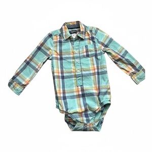 OshKosh B’gosh Plaid Long Sleeve Button Front Bodysuit. Vintage